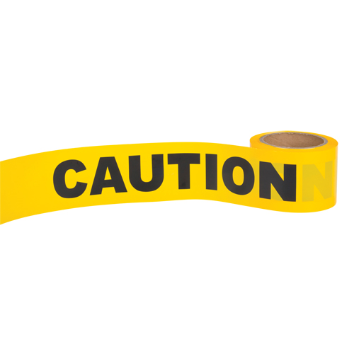 Ruban pour barricade Caution, Anglais, 3" la x 300' lo, 1,5 mil, Noir sur jaune Moffatt Supply & Specialties