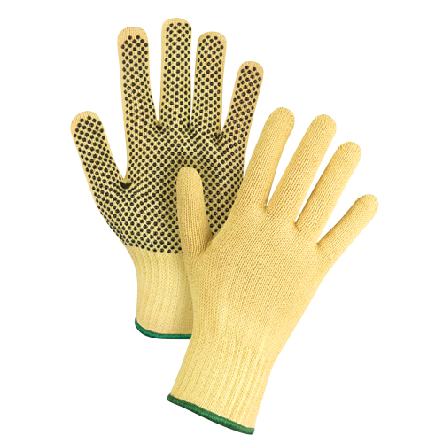 Gants tricot&eacute;s sans couture &agrave; pois, Taille Moyen/8, Calibre 7, Rev&ecirc;tement PVC, Enveloppe en Kevlar, ASTM ANSI niveau A2/EN 388 niveau 3 Moffatt Supply & Specialties