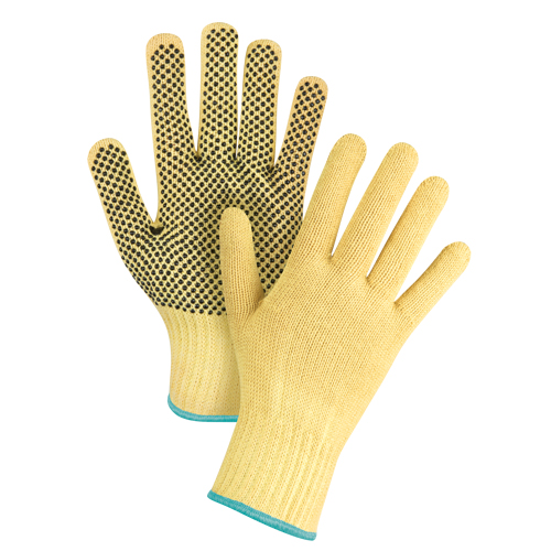 Gants tricot&eacute;s sans couture &agrave; pois, Taille T-Grand/10, Calibre 7, Rev&ecirc;tement PVC, Enveloppe en Kevlar, ASTM ANSI niveau A2/EN 388 niveau 3 Moffatt Supply & Specialties
