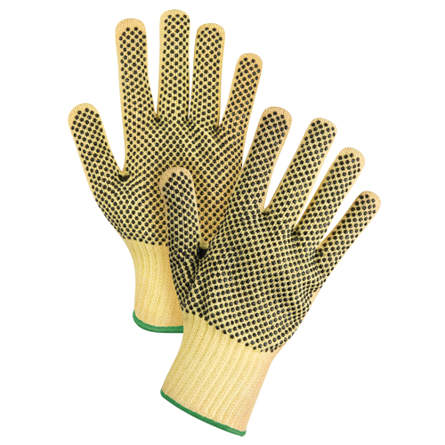 Gants tricot&eacute;s deux c&ocirc;t&eacute;s, sans couture, &agrave; pois, Taille Moyen/8, Calibre 7, Rev&ecirc;tement PVC, Enveloppe en Kevlar, ASTM ANSI niveau A2/EN 388 niveau 3 Moffatt Supply & Specialties