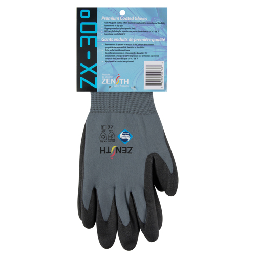 Gants enduits de premi&egrave;re qualit&eacute; ZX-30°, 8/Moyen, R&ecirc;vetement PVC, Calibre 15, Enveloppe en Nylon Moffatt Supply & Specialties