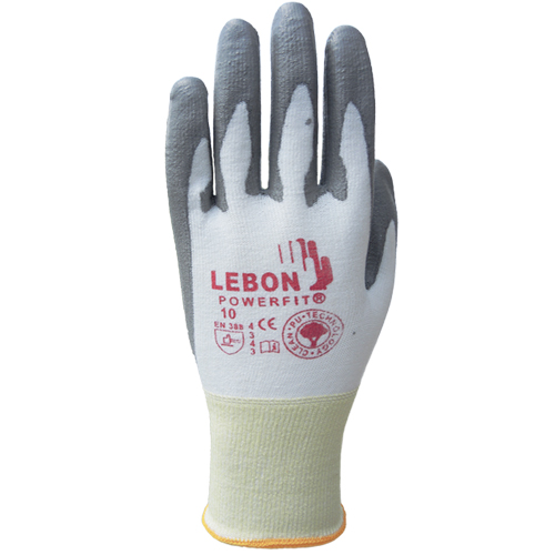 Gants r&eacute;sistants &agrave; la coupe PowerFit Lebon, Taille Grand/10, Calibre 13, Rev&ecirc;tement Polyur&eacute;thane, Enveloppe en Poly&eacute;thyl&egrave;ne, ASTM ANSI niveau A2/EN 388 niveau B Moffatt Supply & Specialties