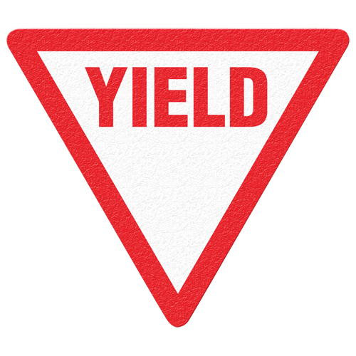 Panneau de signalisation au sol  Yield , Adh&eacute;sif, Anglais avec pictogramme Moffatt Supply & Specialties