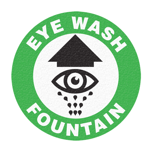 Panneau de signalisation au sol  Eye Wash Fountain , Adh&eacute;sif, Anglais avec pictogramme Moffatt Supply & Specialties