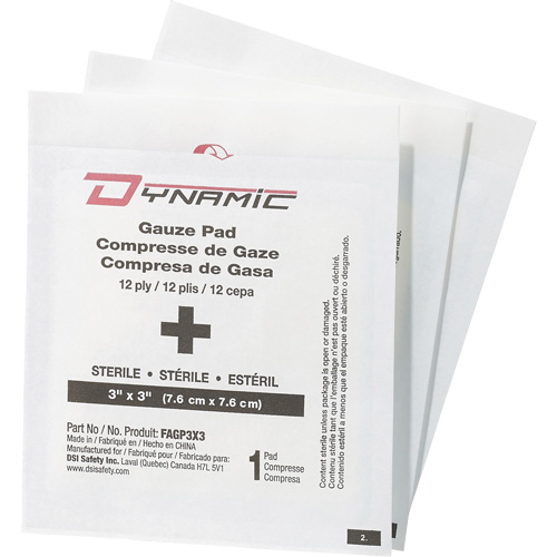 Dynamic Gauze, Pad, 3" L x 3" W, Sterile, Medical Device Class 1 Moffatt Supply & Specialties