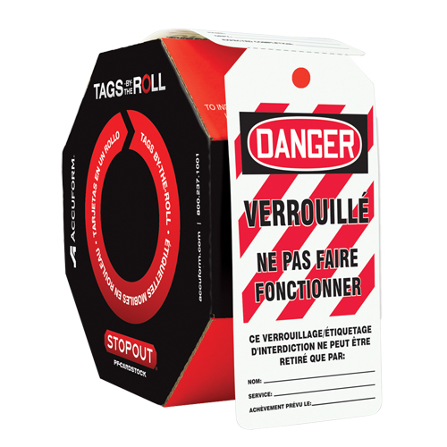 Tags By-The-Roll Lockout Tags, Plastic, 3" W x 6-1/4" H, French Moffatt Supply & Specialties