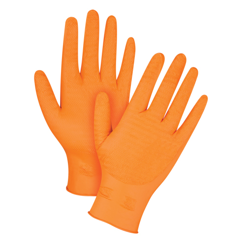 Heavyweight Gripper Gloves, Medium, Nitrile, 7-mil, Powder-Free, Orange Moffatt Supply & Specialties