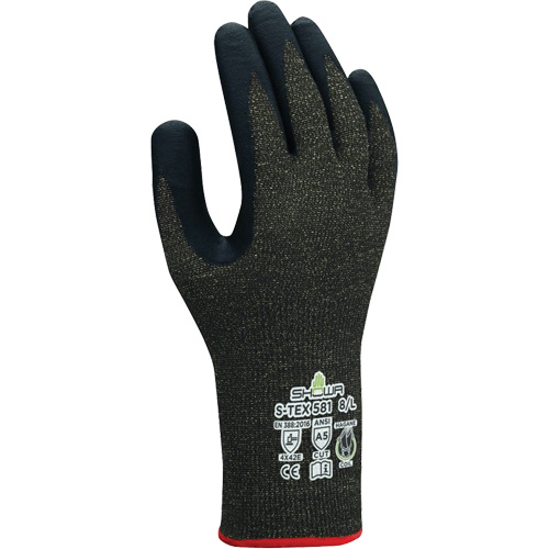 Gants r&eacute;sistants aux coupures S-TEX 581, Taille 6/Petit, Calibre 13, Rev&ecirc;tement Mousse de nitrile, Enveloppe en Acier inoxydable/Kevlar, ANSI/ISEA 105 niveau 5/EN 388 niveau E Moffatt Supply & Specialties