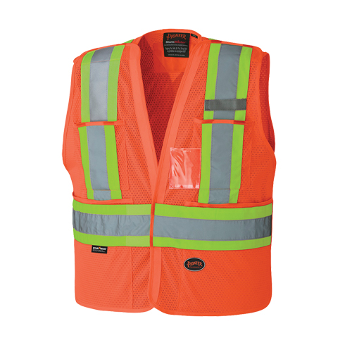 6932 Tear-Away Safety Vest, High Visibility Orange, Medium/Small, Polyester Moffatt Supply & Specialties