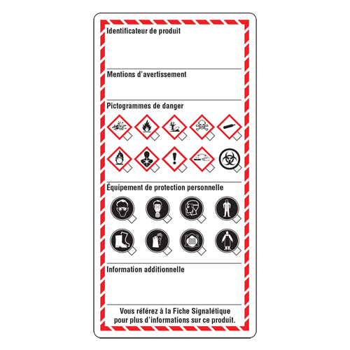 &eacute;tiquettes pour le milieu de travail, Papier cartonn&eacute;, 3" la x 6" h, Français Moffatt Supply & Specialties