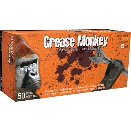 Gants Grease Monkey, Moyen, Latex, 15 mils, Sans poudre, Bleu Moffatt Supply & Specialties
