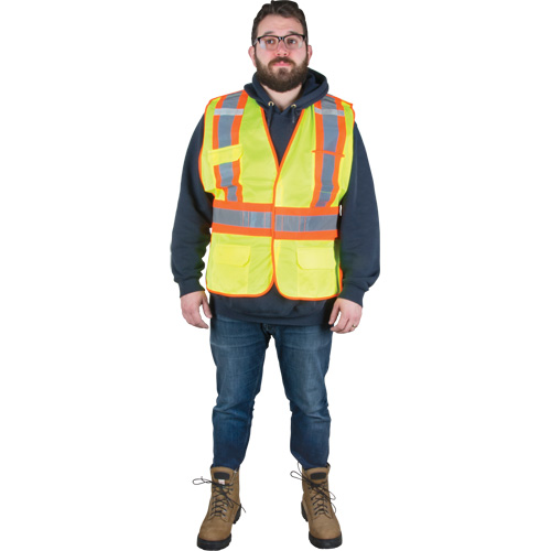 Veste d'arpenteur r&eacute;sistante aux flammes, Jaune lime haute visibilit&eacute;, 2T-Grand, Polyester Moffatt Supply & Specialties