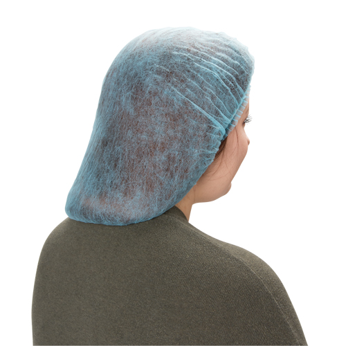 Bonnet bouffant pliss&eacute;, Polypropyl&egrave;ne, 24", Bleu Moffatt Supply & Specialties