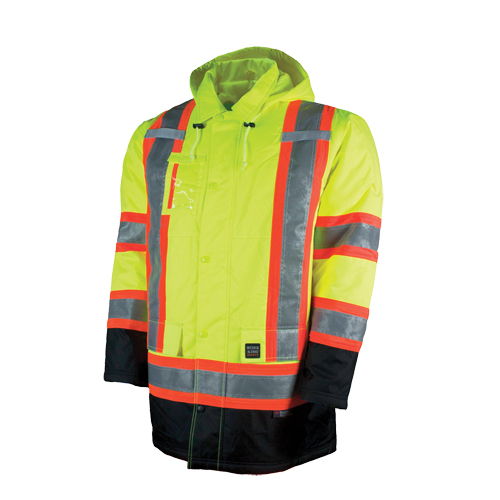 Lined Safety Parka, High Visibility Lime-Yellow, Large Moffatt Supply & Specialties