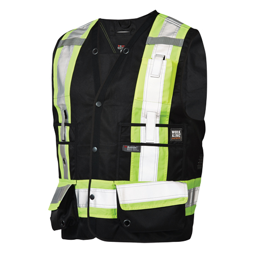 Surveyor Safety Vest, Black, Large, Polyester Moffatt Supply & Specialties