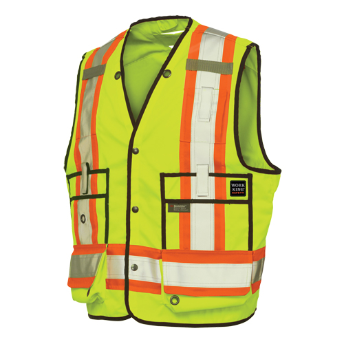 Surveyor Safety Vest, High Visibility Lime-Yellow, X-Large, Polyester Moffatt Supply & Specialties