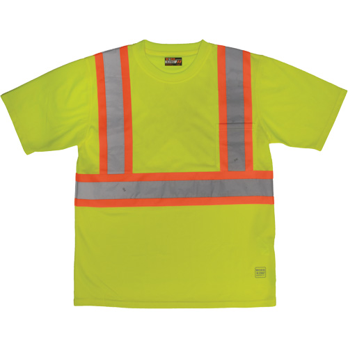 T-shirt de s&eacute;curit&eacute; avec poche &agrave; manches courtes, Polyester, Grand, Jaune lime haute visibilit&eacute; Moffatt Supply & Specialties