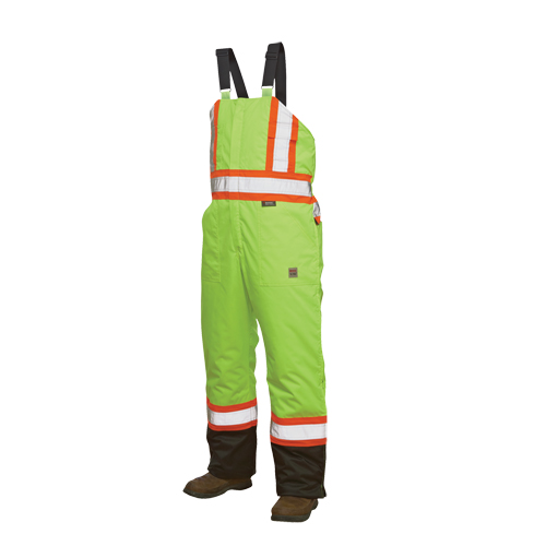 Lined Safety Overalls, Polyester/Polyurethane, Large, High Visibility Lime-Yellow Moffatt Supply & Specialties