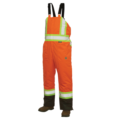 Salopettes de s&eacute;curit&eacute; doubl&eacute;e, Polyester/Polyur&eacute;thane, Grand, Orange haute visibilit&eacute; Moffatt Supply & Specialties