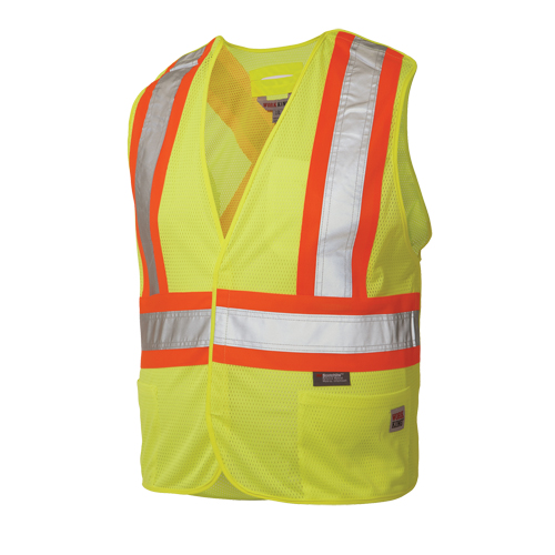 5-Point Tearaway Safety Vest, High Visibility Lime-Yellow, Large/X-Large, Polyester Moffatt Supply & Specialties