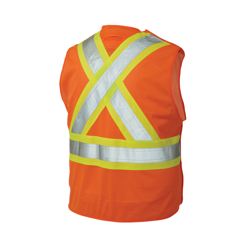 5-Point Tearaway Safety Vest, High Visibility Orange, Large/X-Large, Polyester Moffatt Supply & Specialties