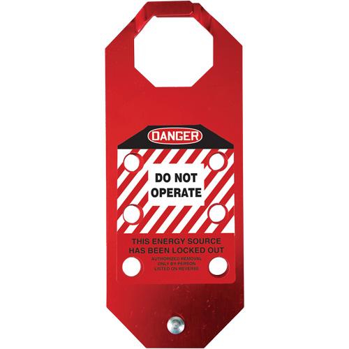 Moraillon de verrouillage pr&eacute;venant l'utilisation conforme aux normes OSHA Danger Stopout Aluma-Tag, Rouge Moffatt Supply & Specialties