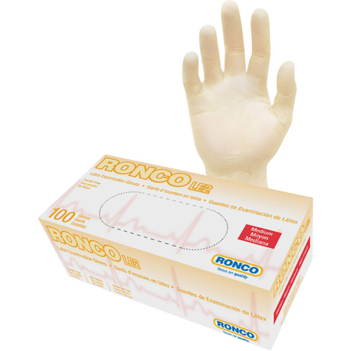 Gants jetables, Moyen, Latex, 4 mils, Sans poudre, Naturel, Classe 2 Moffatt Supply & Specialties