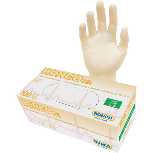 Gants jetables, Grand, Latex, 4 mils, Sans poudre, Naturel, Classe 2 Moffatt Supply & Specialties