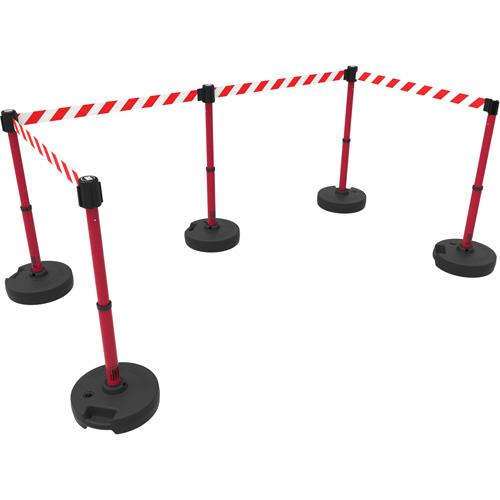 PLUS Barrier Post Set X5, Plastic, 42" H, Red Tape, 15' Tape Length Moffatt Supply & Specialties