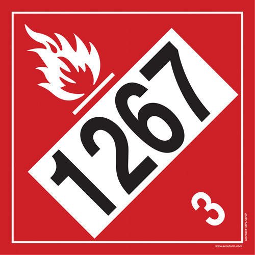 1267 Petroleum Crude Oil Flammable Liquid TDG Placard, Adhesive Vinyl Moffatt Supply & Specialties