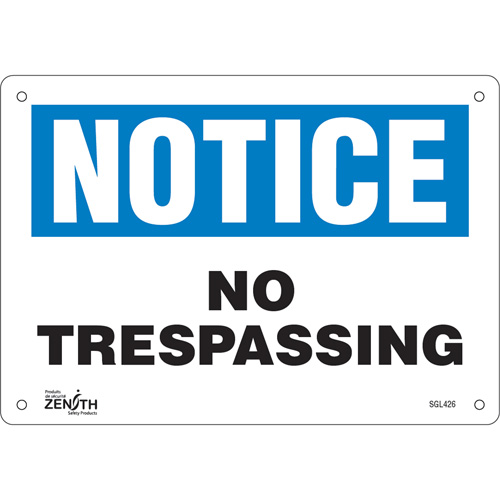"No Trespassing" Sign, 7" x 10", Plastic, English Moffatt Supply & Specialties