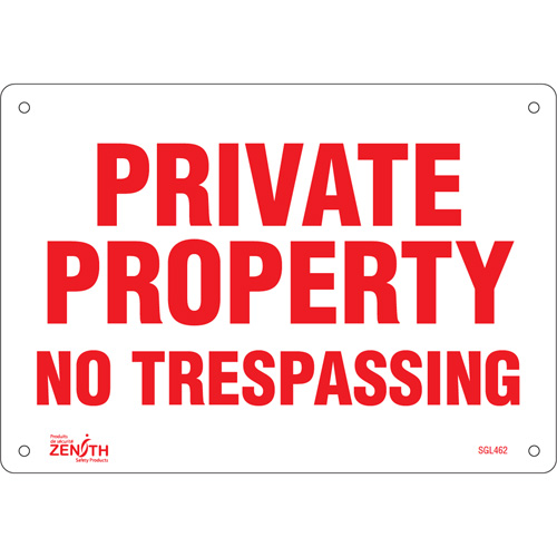 Enseigne Private Property, 7" x 10", Plastique, Anglais Moffatt Supply & Specialties