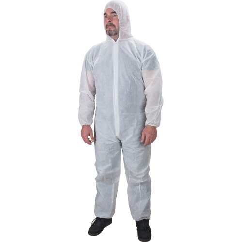 Hooded Coveralls, X-Large, White, Polypropylene Moffatt Supply & Specialties
