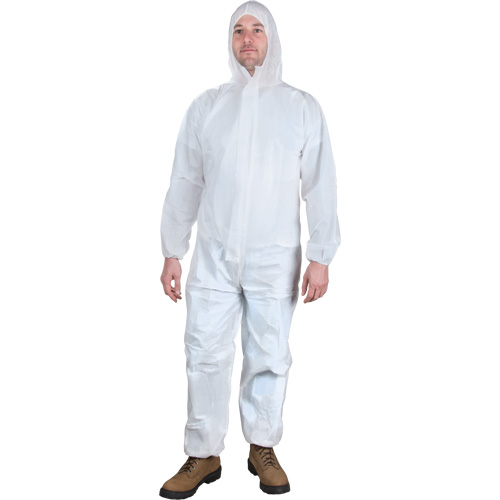Hooded Coveralls, X-Large, White, Microporous Moffatt Supply & Specialties