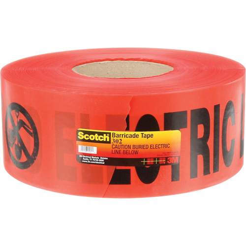 Scotch&reg; Buried Barricade Tape, English, 3" W x 1000' L, 4 mils, Black on Red Moffatt Supply & Specialties