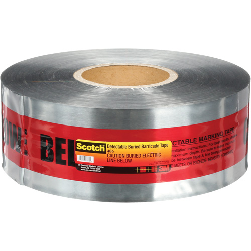 Scotch&reg; Detectable Buried Barricade Tape, English, 3" W x 1000' L, 5 mils, Black on Red Moffatt Supply & Specialties