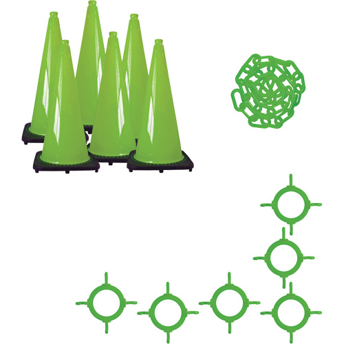 Ensemble de c&ocirc;nes de signalisation et chaînes, 36", Vert Moffatt Supply & Specialties