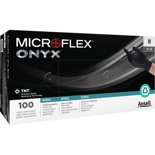 Gants Onyx, Petit, Nitrile, 3,5 mils, Sans poudre, Noir Moffatt Supply & Specialties