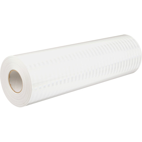 Feuille de rev&ecirc;tement de barricade prismatique de qualit&eacute; &agrave; haute intensit&eacute;, 2" la x 150' lo, 19 mils, Blanc Moffatt Supply & Specialties