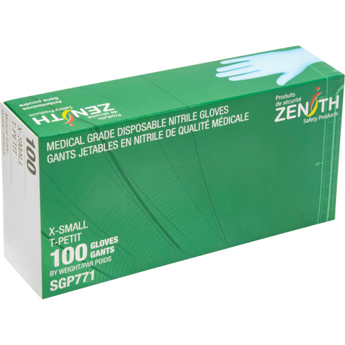 Gants jetables de calibre m&eacute;dical r&eacute;sistants &agrave; la perforation, T-petit, Nitrile, 4,5 mils, Sans poudre, Bleu, Classe 2 Moffatt Supply & Specialties