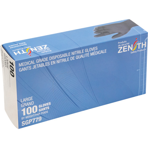 Puncture-Resistant Medical-Grade Disposable Gloves, Large, Nitrile, 5-mil, Powder-Free, Black, Class 2 Moffatt Supply & Specialties