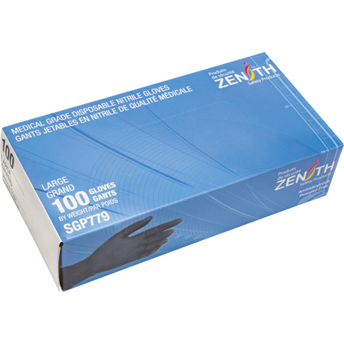 Puncture-Resistant Medical-Grade Disposable Gloves, Large, Nitrile, 5-mil, Powder-Free, Black, Class 2 Moffatt Supply & Specialties