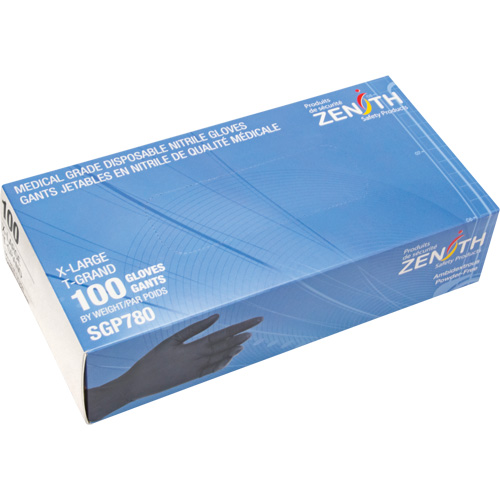 Puncture-Resistant Medical-Grade Disposable Gloves, X-Large, Nitrile, 5-mil, Powder-Free, Black, Class 2 Moffatt Supply & Specialties