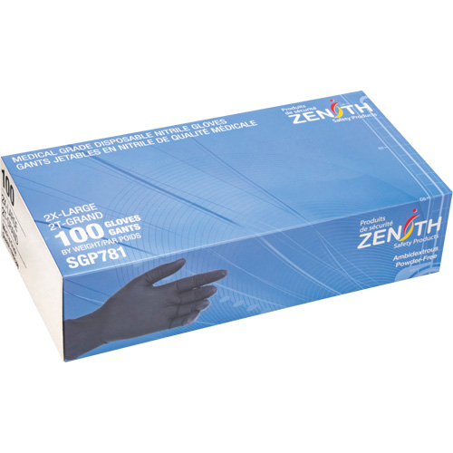 Puncture-Resistant Medical-Grade Disposable Gloves, 2X-Large, Nitrile, 5-mil, Powder-Free, Black, Class 2 Moffatt Supply & Specialties