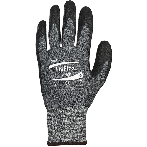 HyFlex&reg; 11-651 Palm Coated Gloves, 6, 13 Gauge, Polyurethane Coated, ASTM ANSI Level A4/ASTM ANSI Level A6/EN 388 Level C Moffatt Supply & Specialties