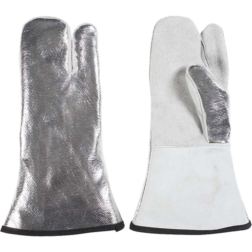 Mitaine &agrave; 3 doigts r&eacute;sistant &agrave; la chaleur, Aluminis&eacute;/Kevlar/Cuir, Taille unique, Prot&egrave;ge jusqu'&agrave; 650°F (343°C) Moffatt Supply & Specialties