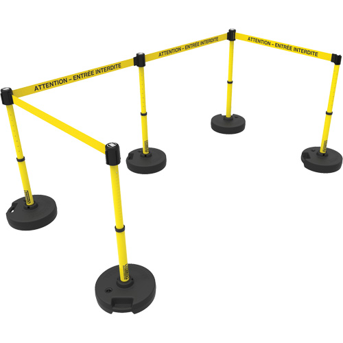Plus Barrier Post Set, Plastic, 42" H, Yellow Tape, 15' Tape Length Moffatt Supply & Specialties