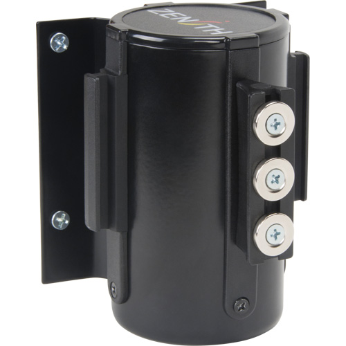 Barri&egrave;re &agrave; fixation murale avec ruban magn&eacute;tique, Acier, Fixation par vis, 12', Ruban Noir Moffatt Supply & Specialties