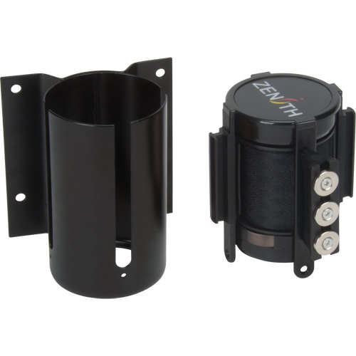 Barri&egrave;re &agrave; fixation murale avec ruban magn&eacute;tique, Acier, Fixation par vis, 12', Ruban Noir Moffatt Supply & Specialties