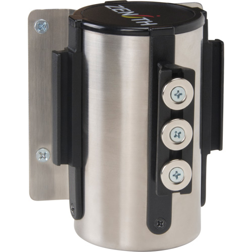 Barri&egrave;re &agrave; fixation murale avec ruban magn&eacute;tique, Acier, Fixation par vis, 12', Ruban Rouge Moffatt Supply & Specialties